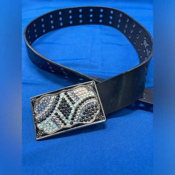 Black Belt Silver sparkly Toned Buckle Boho Western Coastal Cowgirl Med main image 7
